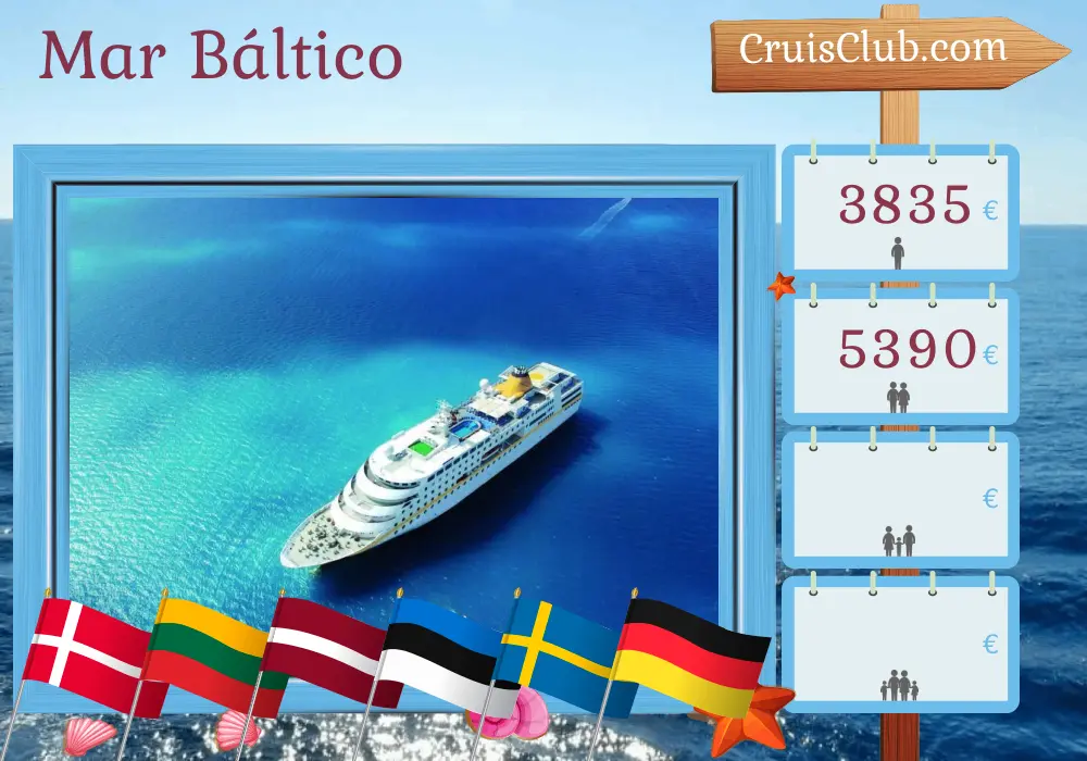Cruzeiro no Mar Báltico de Kiel a Hamburgo a bordo do navio MS Hamburg com visitas à Dinamarca, Polónia, Lituânia, Letónia, Estónia, Suécia e Alemanha por 12 dias