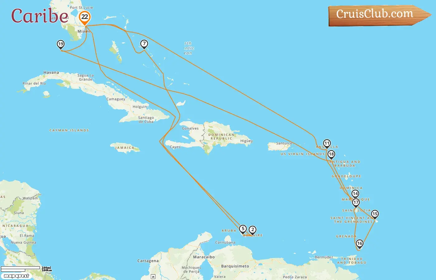 Crucero por el Caribe desde Fort Lauderdale a bordo del barco Nieuw Amsterdam con visitas a EE. UU., Curazao, Bahamas, Martinica, Barbados y Trinidad y Tobago por 22 días