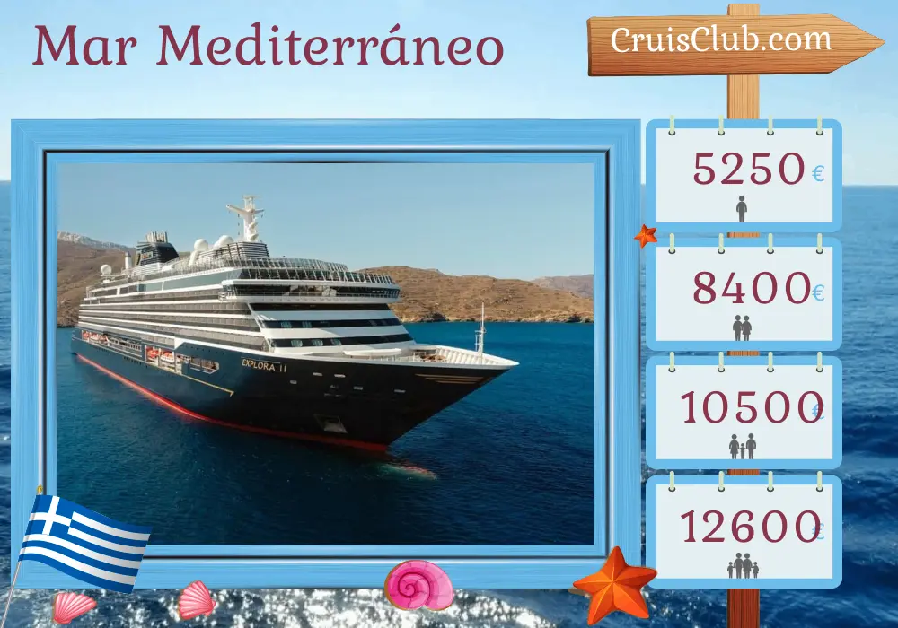 Crucero por el Mediterráneo desde El Pireo a bordo del barco EXPLORA II con visitas a Grecia y Turquía durante 8 días
