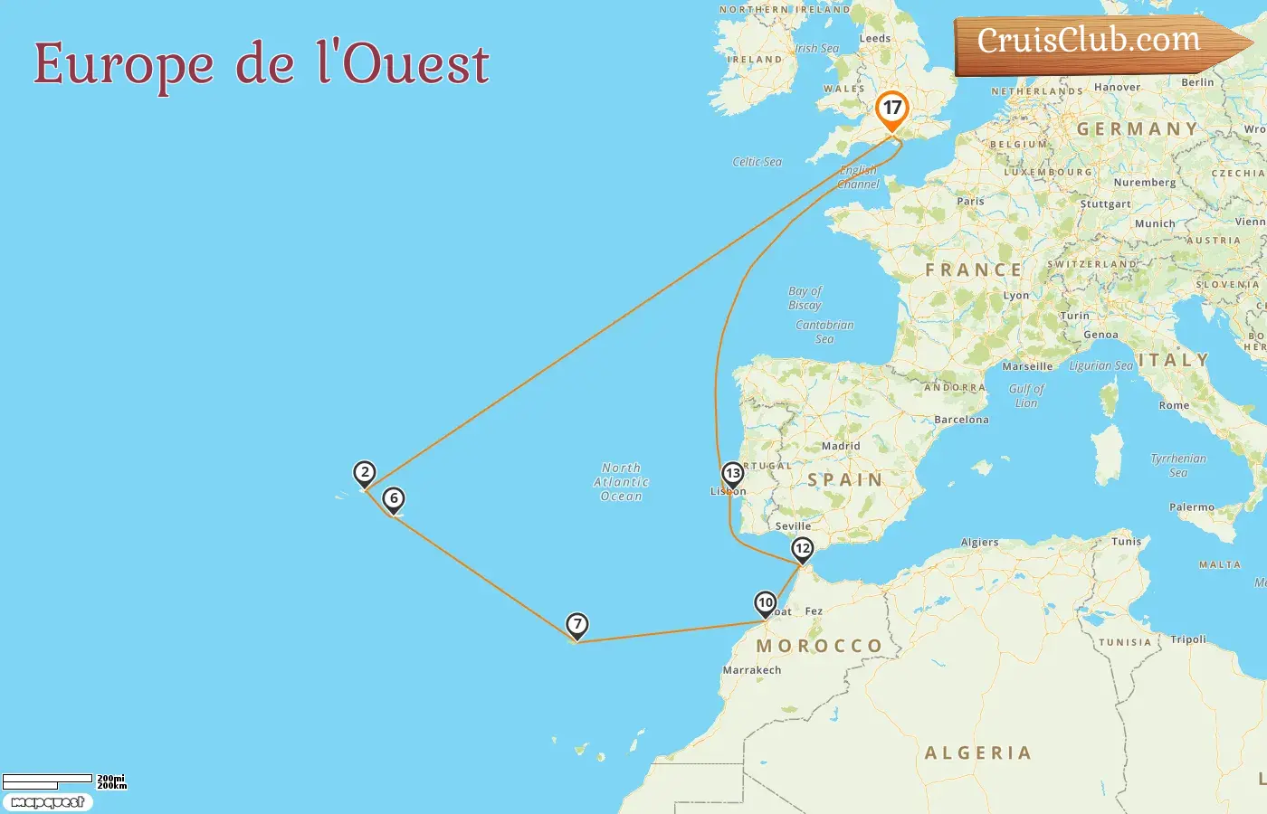 Croisière en Europe de l`Ouest au départ de Southampton à bord du navire Queen Victoria avec des escales au Portugal et au Maroc pendant 17 jours