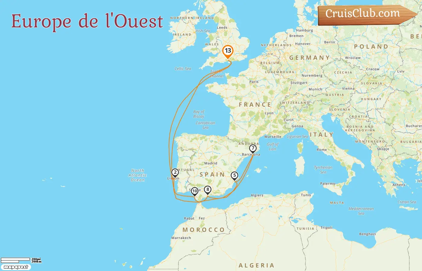Croisière en Europe de l`Ouest au départ de Southampton à bord du bateau Queen Victoria avec des escales en Espagne pendant 13 jours