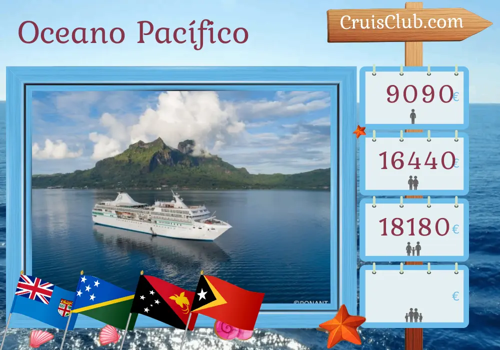 Cruzeiro no Sul do Pacífico de Lautoka para Benoa a bordo do navio Paul Gauguin com visitas a Fiji, Vanuatu, Papua Nova Guiné, Timor-Leste e Indonésia por 21 dias