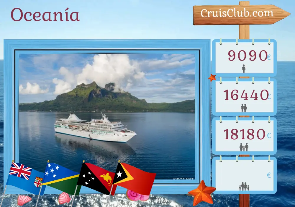 Crucero en el Pacífico Sur de Lautoka a Benoa a bordo del barco Paul Gauguin con visitas a Fiyi, Vanuatu, Papúa Nueva Guinea, Timor-Leste e Indonesia por 21 días