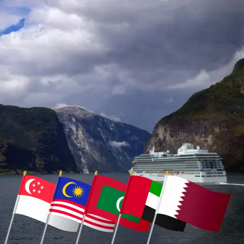 Cruise in the Asia from Singapore to Doha aboard Oceania Vista ship with visits to Singapore, Malaysia, Thailand, Sri Lanka, Maldives, India, United Arab Emirates, and Qatar for 18 days