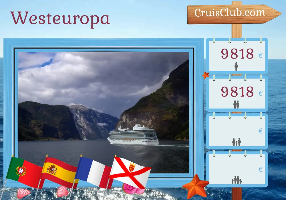 Kreuzfahrt in Westeuropa von Lissabon nach Southampton an Bord des Ozeanien Vista Schiffs mit Stopps in Portugal, Spanien, Frankreich und Jersey für 12 Tage