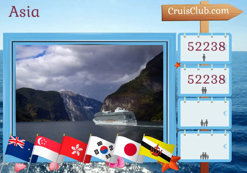 Crucero por Asia desde Sídney a Singapur a bordo del barco Oceania Vista con visitas a Australia, Indonesia, Singapur, Tailandia, Vietnam, Hong Kong, China, Corea del Sur, Japón, Taiwán, Filipinas y Brunei Darussalam durante 60 días