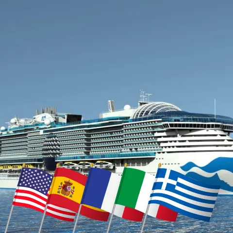 Cruise in the Transatlantic from Fort Lauderdale to Piraeus aboard Sun Princess ship with visits to USA, Spain, France, Italy, Greece, and Turkey for 24 days