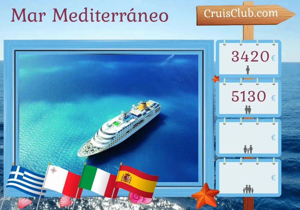 Crucero en el Mediterráneo de Estambul a Málaga a bordo del barco MS Hamburg con visitas a Turquía, Grecia, Malta, Italia, Túnez y España durante 12 días