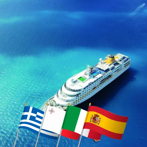 Cruise in the Mediterranean from Istanbul to Malaga aboard MS Hamburg ship with visits to Turkey, Greece, Malta, Italy, Tunisia, and Spain for 12 days