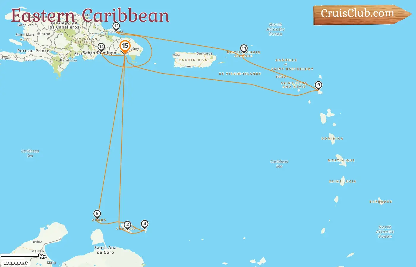 Kreuzfahrt in der östlichen Karibik ab La Romana an Bord des Schiffes Mein Schiff 5 mit Stopps in Curaçao, Aruba und der Dominikanischen Republik für 15 Tage