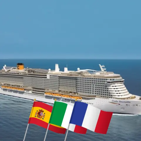 Cruise in the Mediterranean from Barcelona aboard Costa Smeralda ship with visits to Spain, Tunisia, Italy, and France for 8 days
