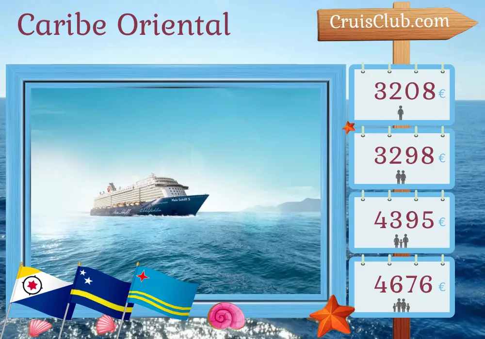 Cruzeiro no Caribe Oriental a partir de La Romana a bordo do navio Mein Schiff 5 com visitas a Curaçao, Aruba e República Dominicana por 15 dias