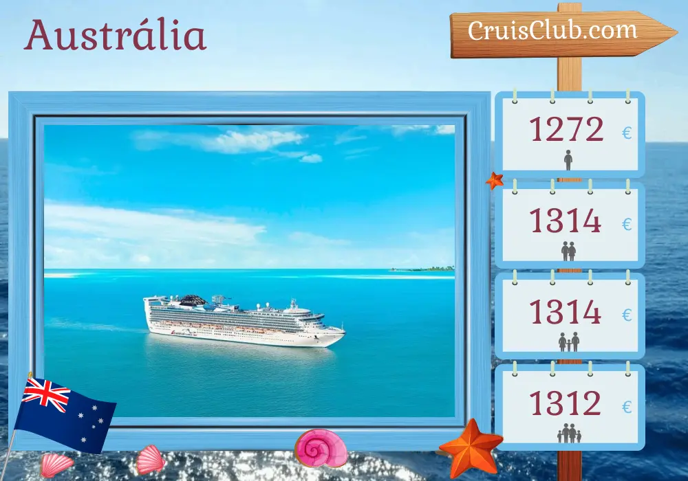 Cruzeiro na Austrália a bordo do navio de aventura Carnival com visitas à Austrália por 11 dias
