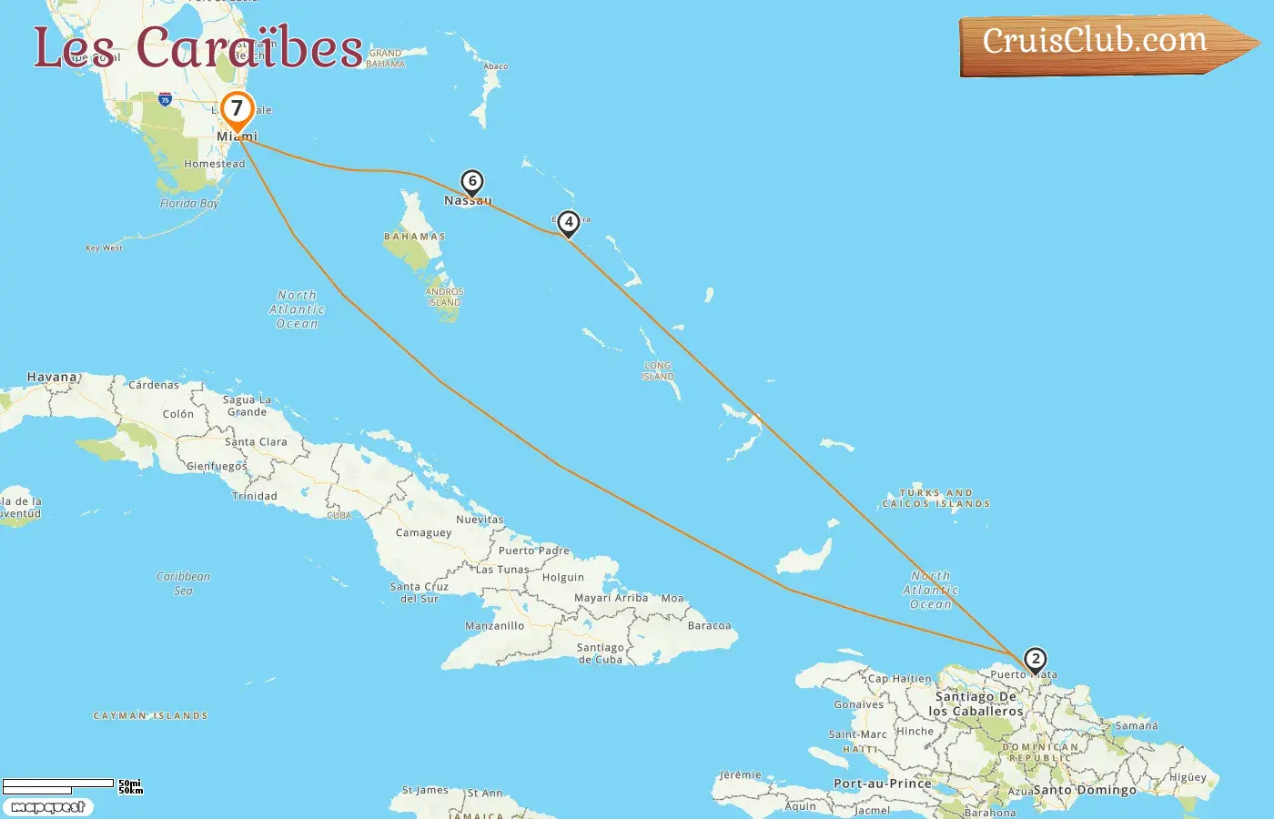 Croisière dans les Caraïbes au départ de Miami à bord du navire Carnival Magic avec des escales aux États-Unis, en République dominicaine et aux Bahamas pendant 7 jours