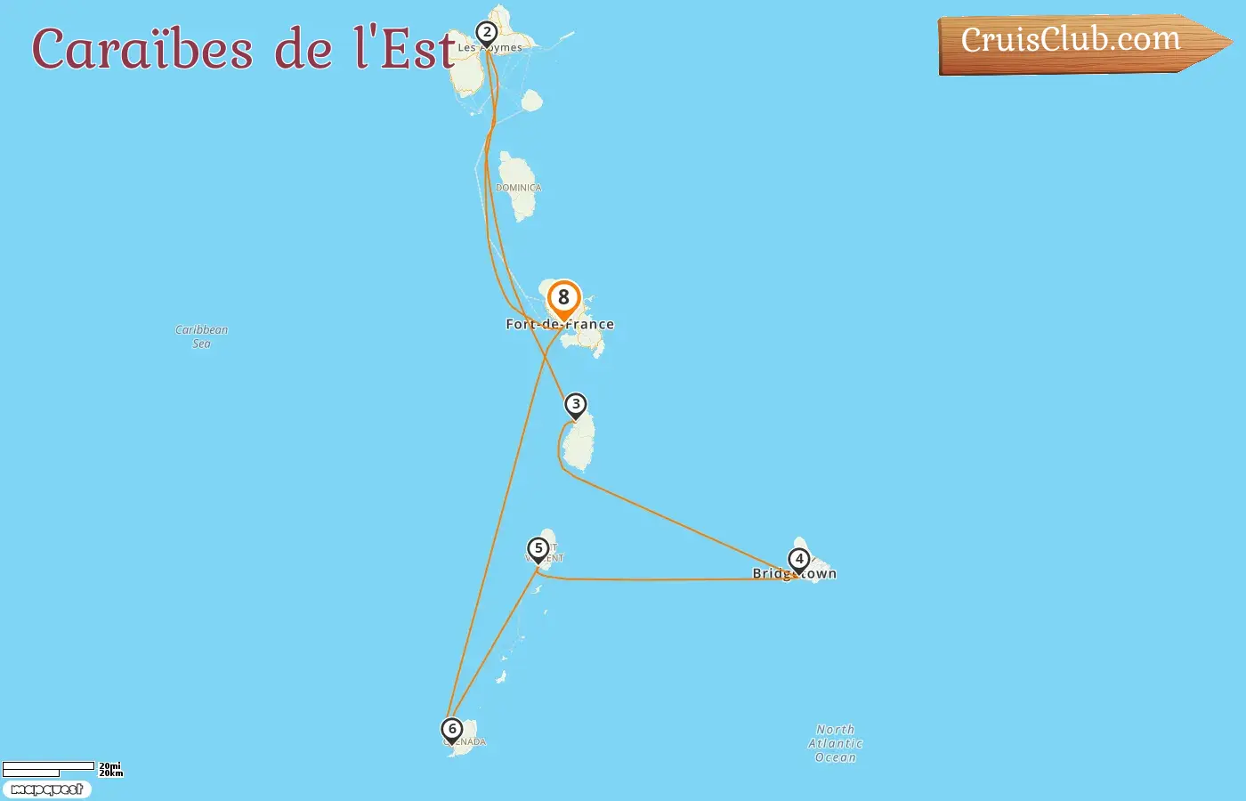 Croisière dans les Caraïbes orientales au départ de Fort-de-France à bord du navire MSC Seaview avec escales en Guadeloupe, à la Barbade, à Saint-Vincent-et-les-Grenadines et à la Grenade pendant 8 jours