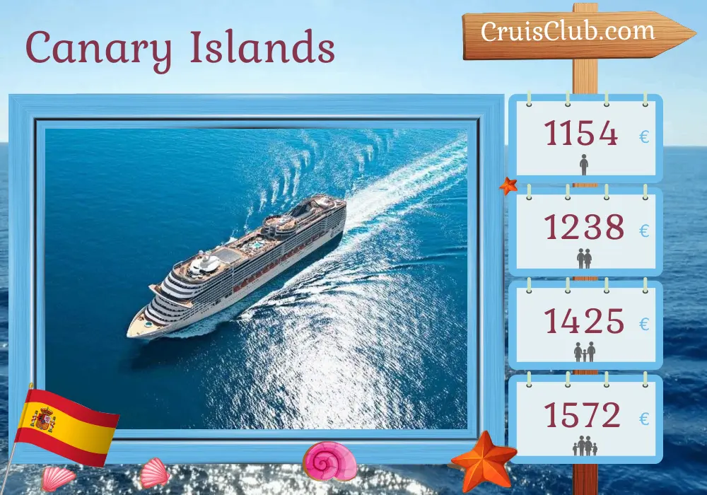Cruise in the Canary Islands from Funchal aboard MSC Fantasia ship with visits to Spain for 8 days