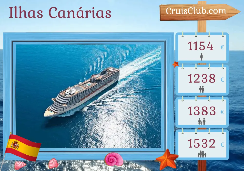 Cruzeiro nas Ilhas Canárias a partir de Funchal a bordo do navio MSC Fantasia com visitas à Espanha por 8 dias