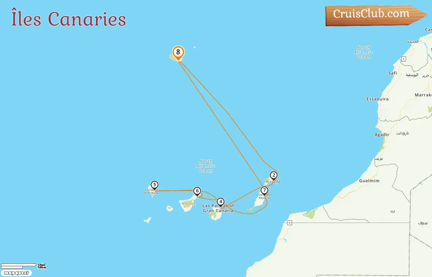 Croisière dans les îles Canaries au départ de Funchal à bord du navire MSC Fantasia avec des visites en Espagne pendant 8 jours