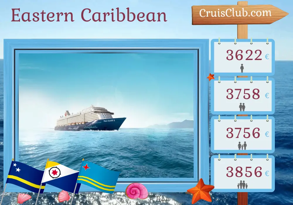 Cruise in the Eastern Caribbean from La Romana aboard Mein Schiff 5 ship with visits to Dominican Republic, Curaçao, and Aruba for 15 days