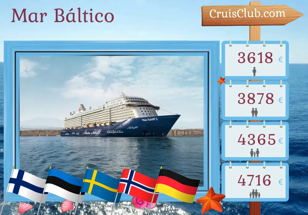 Cruzeiro no Mar Báltico de Kiel para Bremerhaven a bordo do navio Mein Schiff 3 com visitas à Finlândia, Estônia, Suécia, Noruega e Alemanha por 15 dias