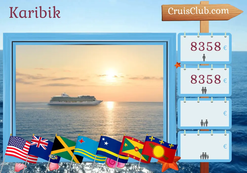 Kreuzfahrt in der Karibik ab Miami an Bord des Oceania Allura-Schiffs mit Stopps in den USA, Kaimaninseln, Jamaika, Aruba, Curaçao, Grenada, Guadeloupe und den Britischen Jungferninseln für 14 Tage