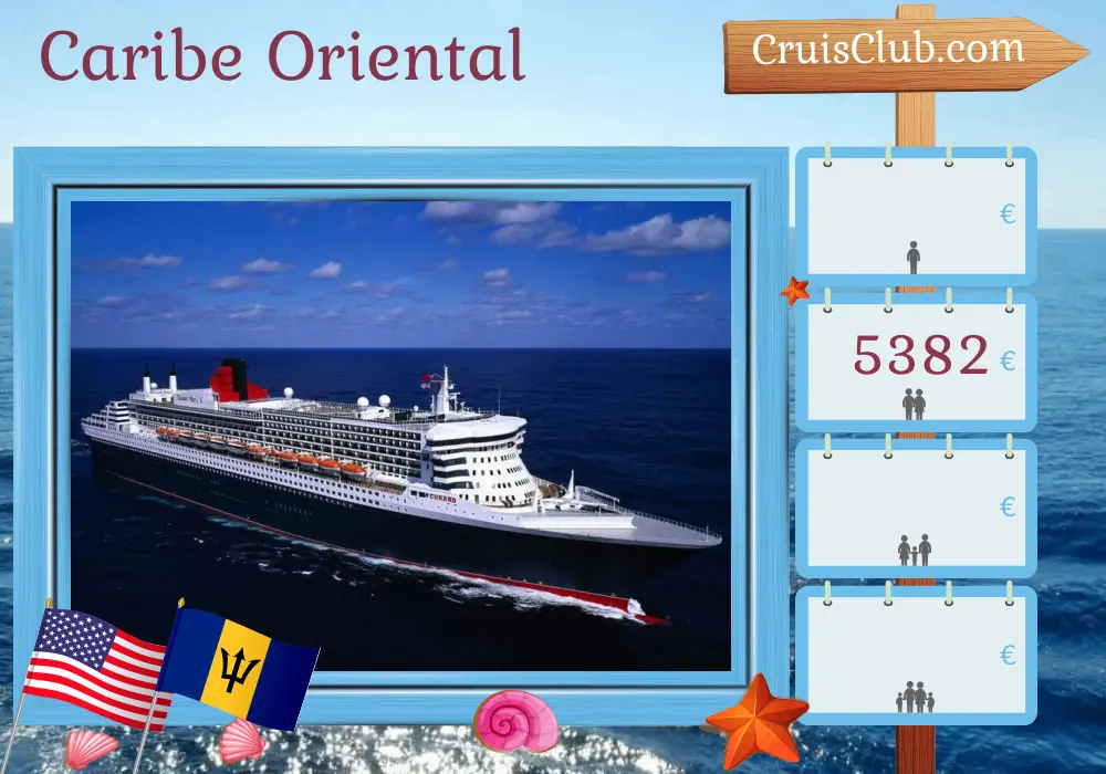 Crucero por el Caribe Oriental desde Nueva York a bordo del Queen Mary 2 con visitas a Estados Unidos y Barbados durante 14 días