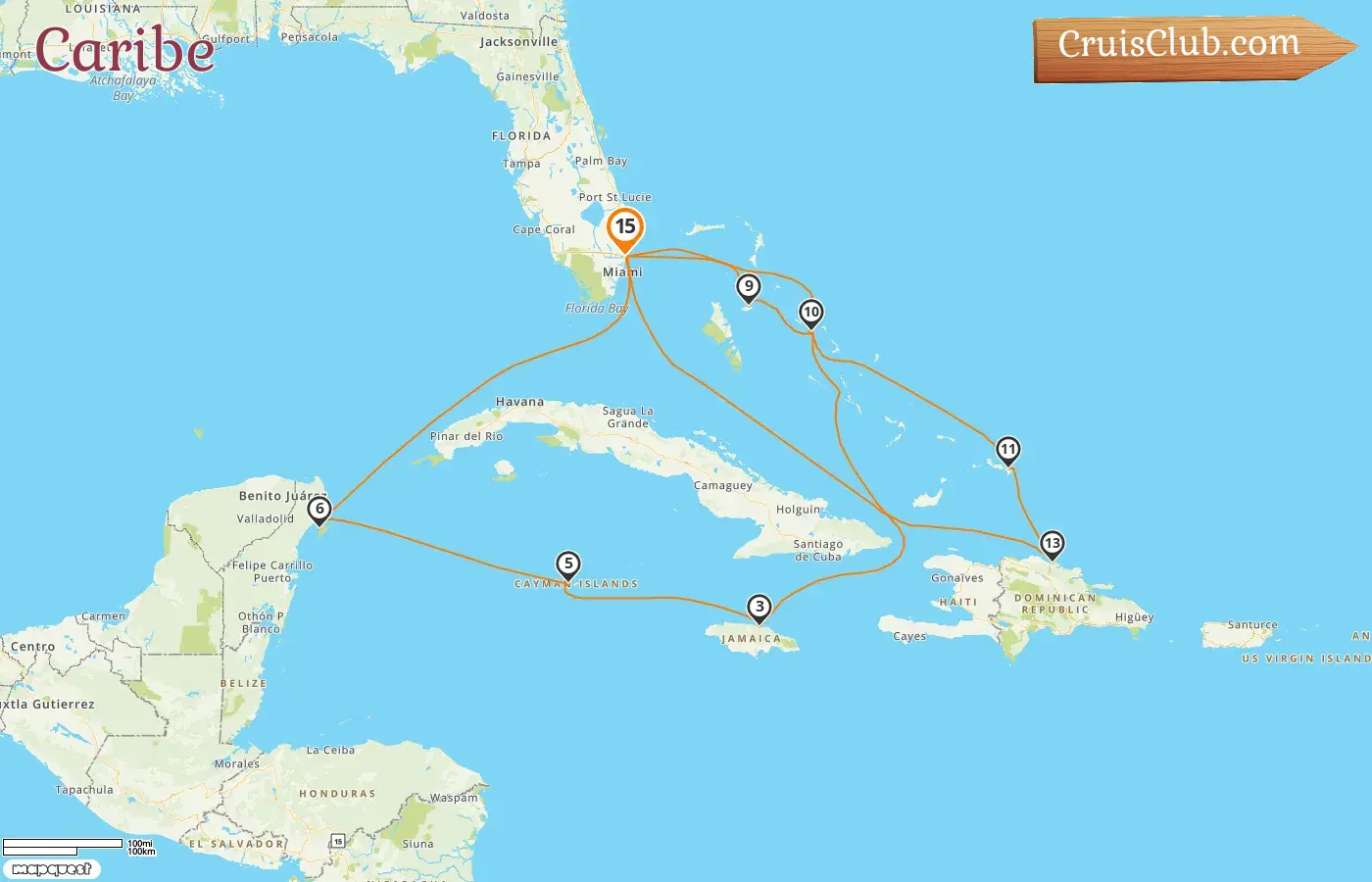 Crucero por el Caribe desde Fort Lauderdale a bordo del barco Nieuw Statendam con visitas a EE. UU., Bahamas, Jamaica, Islas Caimán, México y República Dominicana durante 15 días