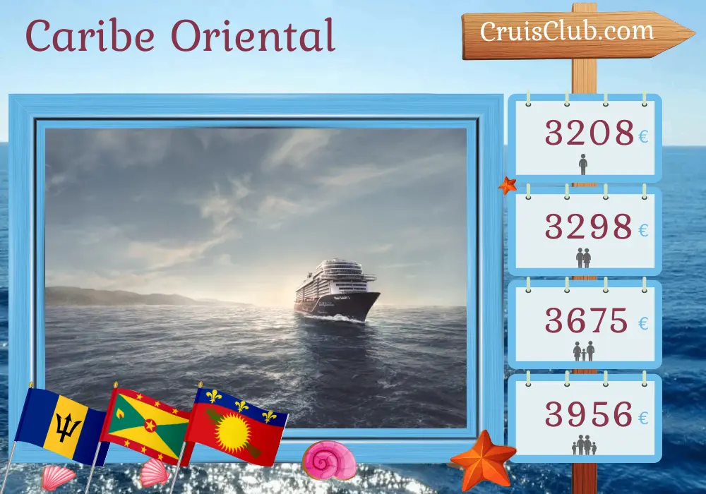 Cruzeiro no Caribe Oriental a partir de La Romana a bordo do navio Mein Schiff 2 com visitas a Barbados, Granada, São Vicente e Granadinas, e Guadalupe por 15 dias