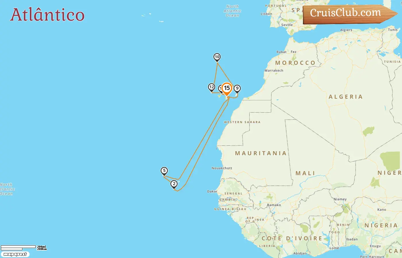 Cruzeiro no Atlântico de Las Palmas a bordo do navio Mein Schiff 7 com visitas à Espanha por 15 dias