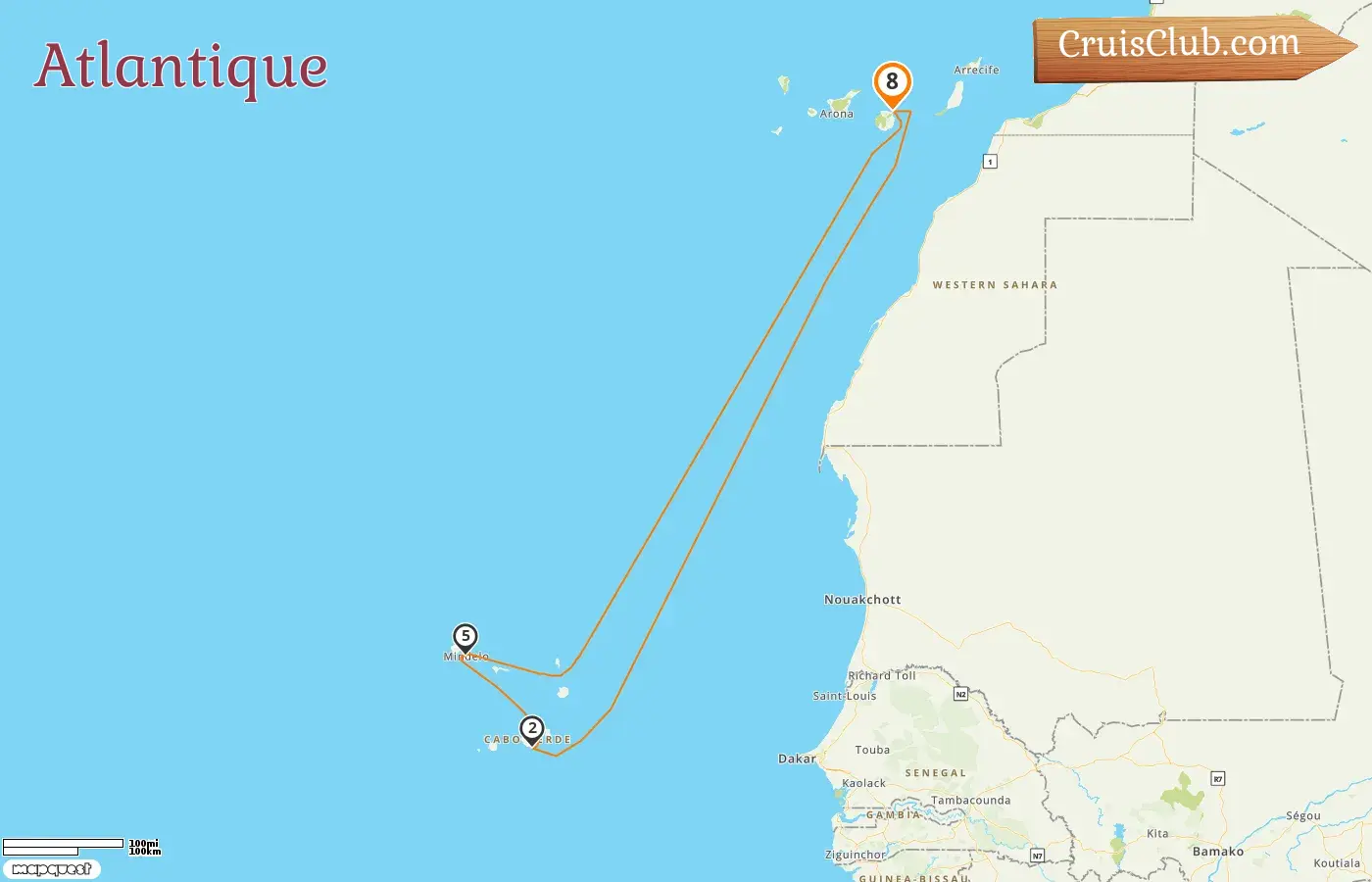 Croisière dans l`Atlantique au départ de Las Palmas à bord du navire Mein Schiff 7 avec des escales en Espagne pendant 8 jours