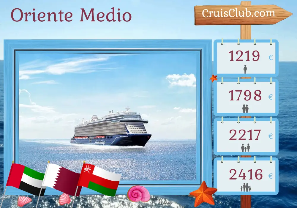 Crucero en el Oriente Medio desde Dubai a bordo del barco Mein Schiff Flow con visitas a los Emiratos Árabes Unidos, Qatar y Omán por 8 días