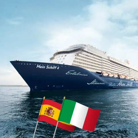 Cruise in the Mediterranean from Palma aboard Mein Schiff 4 ship with visits to Spain and Italy for 8 days