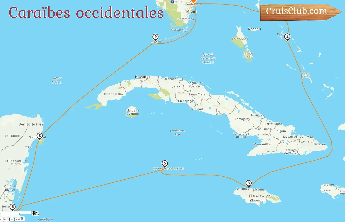 Croisière dans les Caraïbes occidentales au départ de Fort Lauderdale à bord du navire Rotterdam avec des escales aux États-Unis, aux Bahamas, en Jamaïque, aux îles Caïmans, au Belize et au Mexique pendant 11 jours