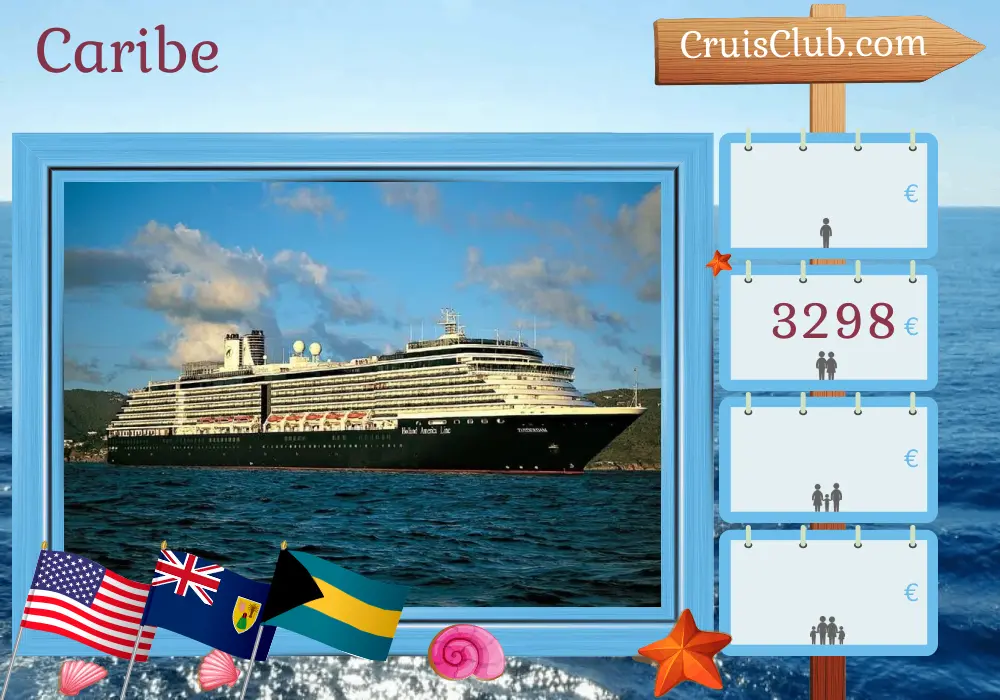 Crucero por el Caribe desde Miami a bordo del barco Zuiderdam con visitas a EE. UU., República Dominicana y Bahamas durante 8 días