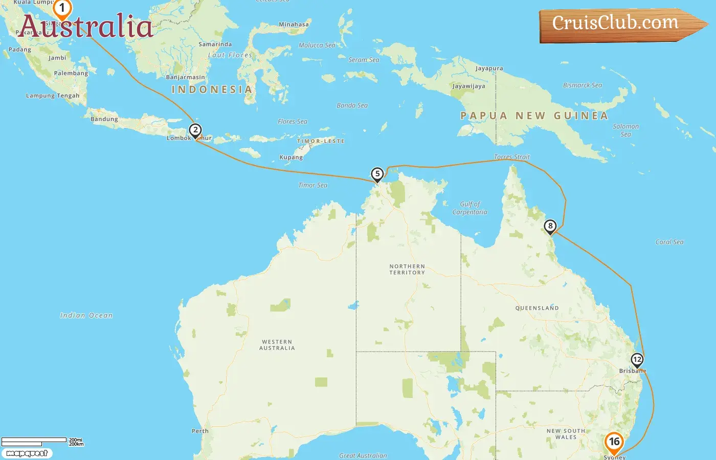 Cruise in the Australia from Singapore to Sydney aboard Royal Princess ship with visits to Singapore, Indonesia, and Australia for 16 days