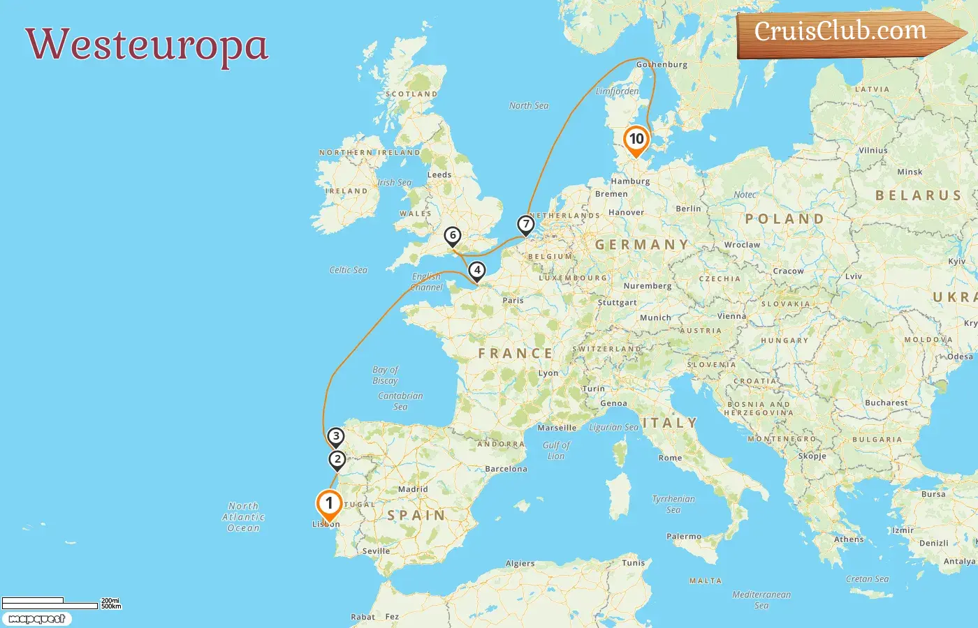 Kreuzfahrt in Westeuropa von Lissabon nach Kiel an Bord des Costa Diadema-Schiffs mit Besuchen in Spanien, Frankreich und Belgien für 10 Tage