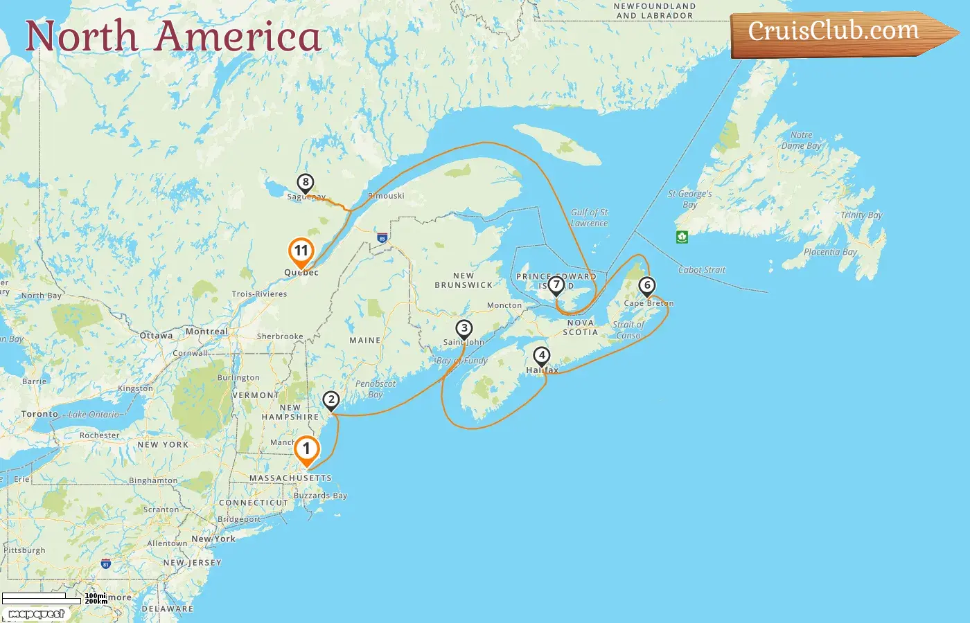 Cruise in the North America from Boston to Quebec aboard Sapphire Princess ship with visits to USA and Canada for 11 days