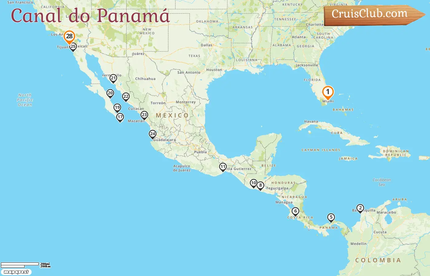 Cruzeiro no Canal do Panamá de Miami a San Diego a bordo do navio Zuiderdam com visitas aos Estados Unidos, Colômbia, Panamá, Costa Rica, El Salvador, Guatemala e México por 28 dias