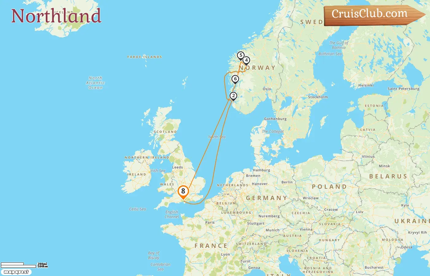 Cruise in the Northland from Southampton aboard Queen Mary 2 ship with visits to Norway for 8 days