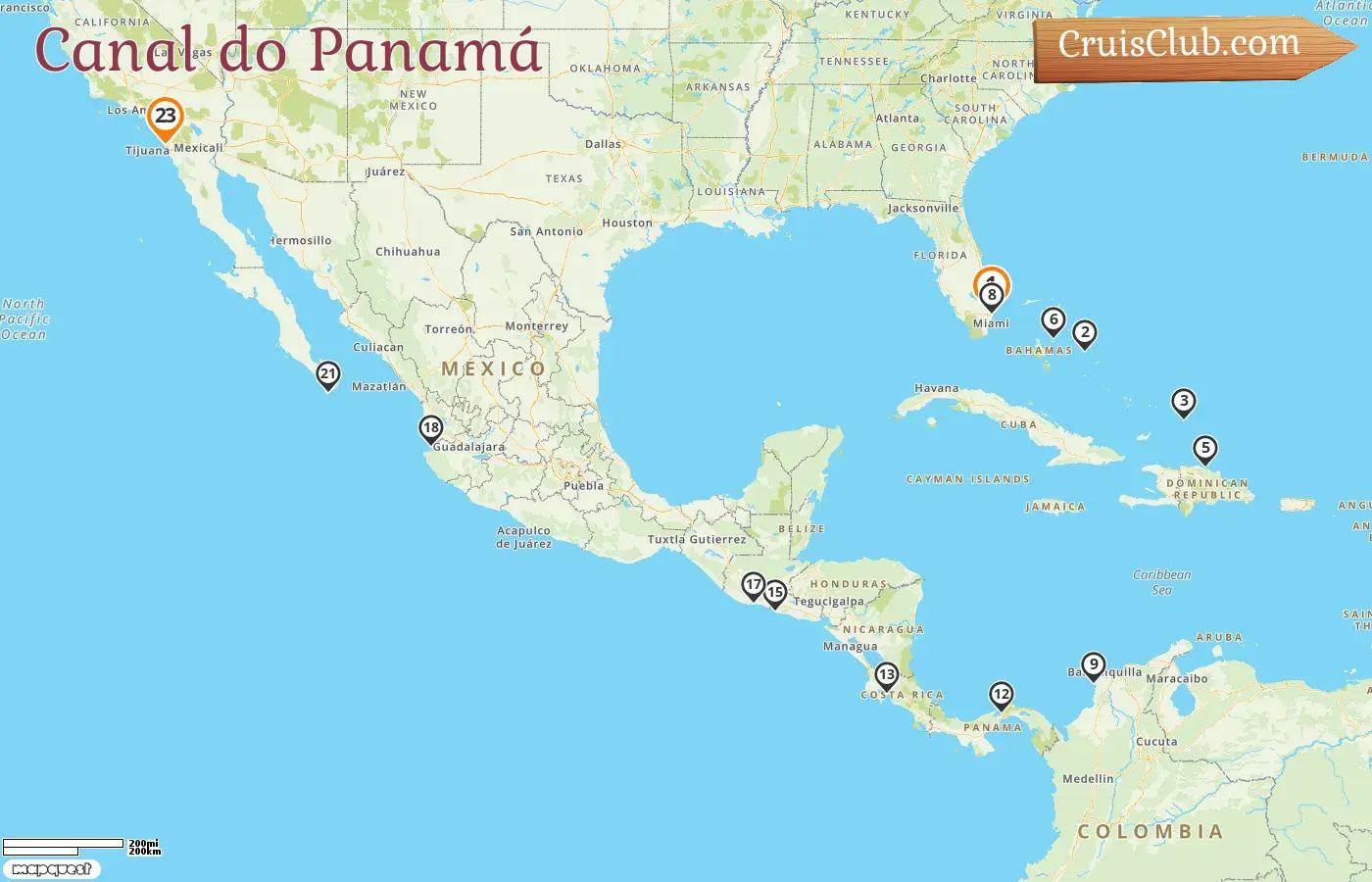 Cruzeiro no Canal do Panamá de Fort Lauderdale para San Diego a bordo do navio Eurodam com visitas aos EUA, Bahamas, República Dominicana, Colômbia, Panamá, Costa Rica, El Salvador, Guatemala e México por 23 dias