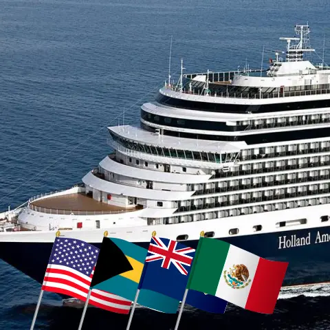 Cruise in the Panama Canal from Fort Lauderdale to San Diego aboard Eurodam ship with visits to USA, Bahamas, Dominican Republic, Colombia, Panama, Costa Rica, El Salvador, Guatemala, and Mexico for 23 days