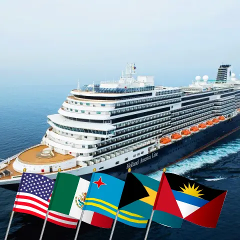 Cruise in the Panama Canal from San Diego to Fort Lauderdale aboard Koningsdam ship with visits to USA, Mexico, Guatemala, Costa Rica, Panama, Aruba, and Bahamas for 29 days