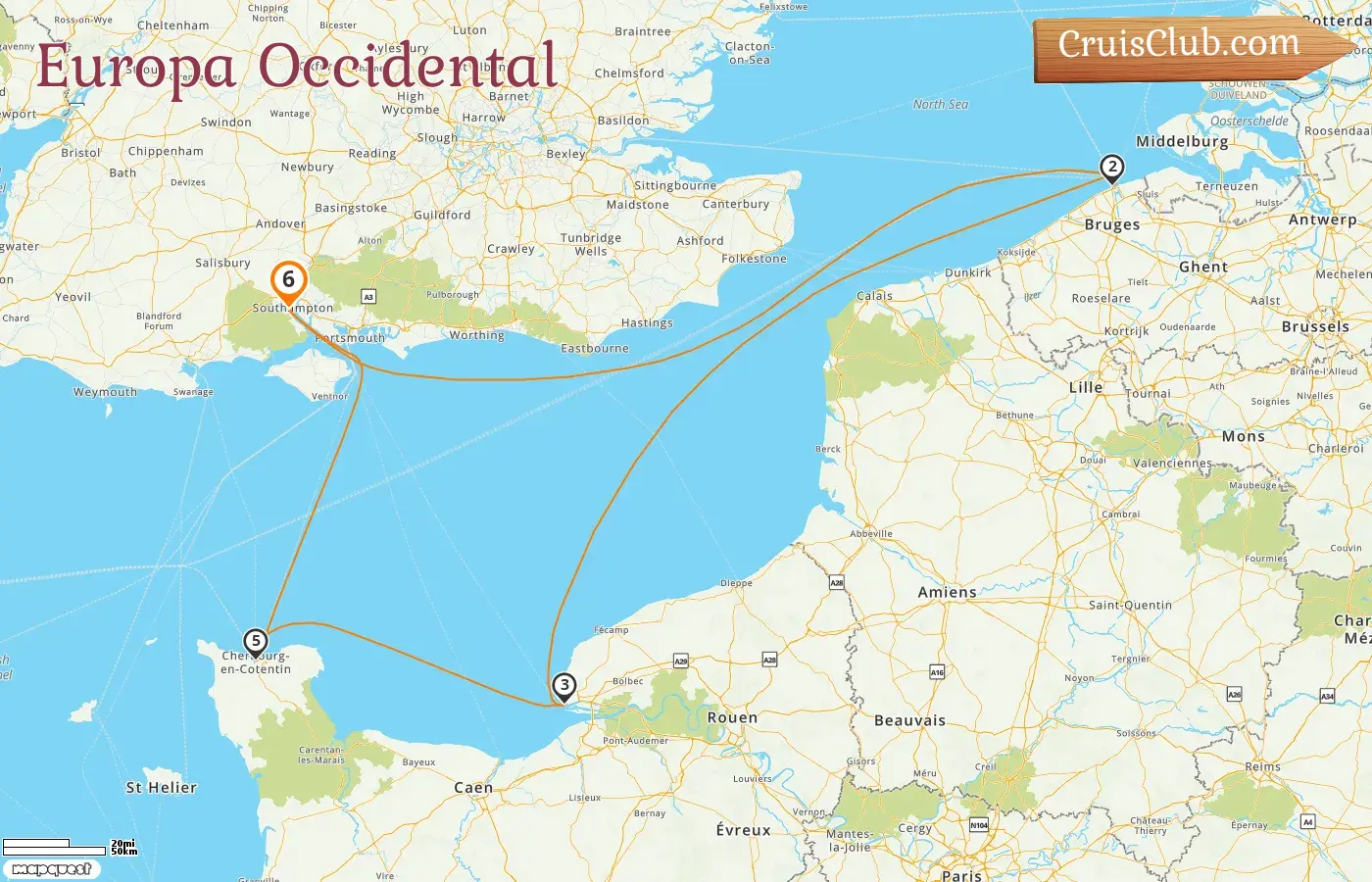 Crucero por Europa Occidental desde Southampton a bordo del Queen Mary 2 con visitas a Bélgica y Francia durante 6 días