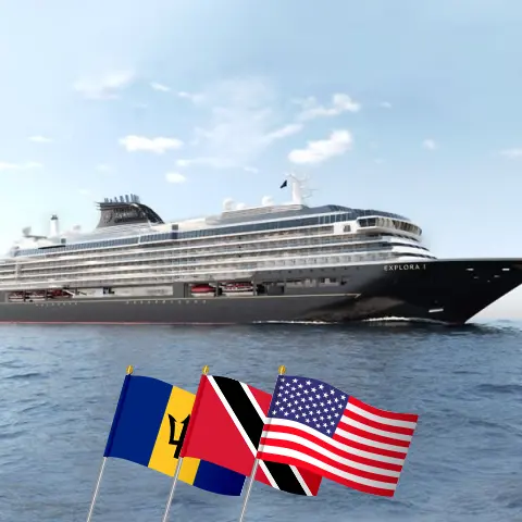 Cruise in the Eastern Caribbean from Bridgetown to Miami aboard EXPLORA I ship with visits to Barbados, Trinidad and Tobago, and USA for 9 days
