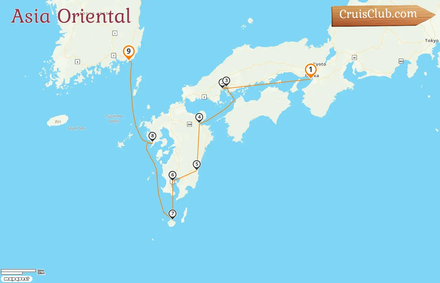 Crucero por Asia Oriental desde Osaka a Busan a bordo del barco Le Soléal con visitas a Japón y Corea del Sur durante 9 días