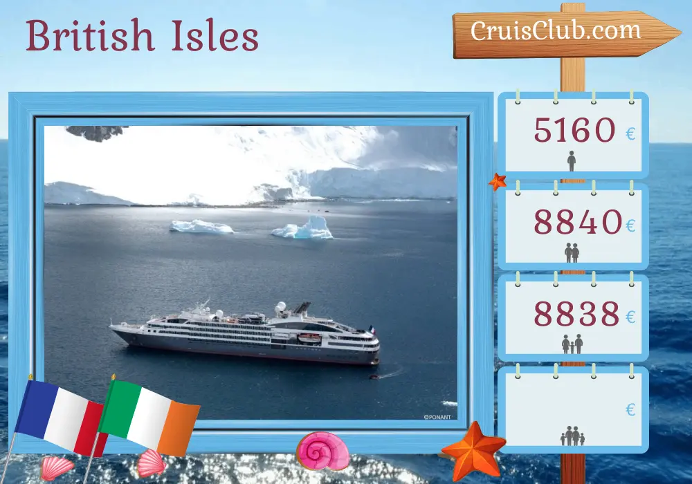 Cruise in the British Isles from Honfleur to Glasgow aboard L`Austral ship with visits to France and Ireland for 9 days