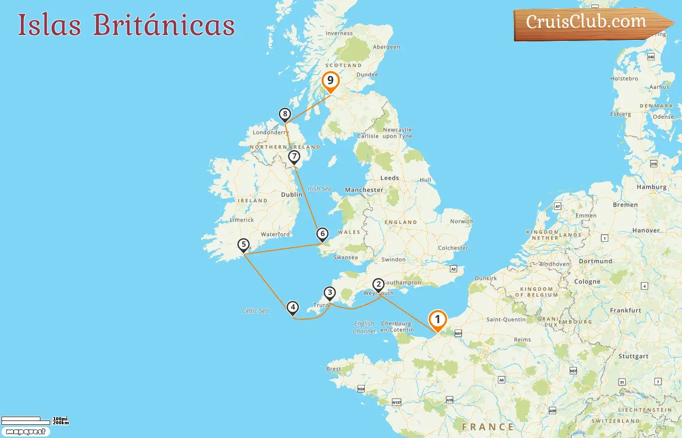 Crucero por las Islas Británicas desde Honfleur a Glasgow a bordo del barco L`Austral con visitas a Francia e Irlanda durante 9 días