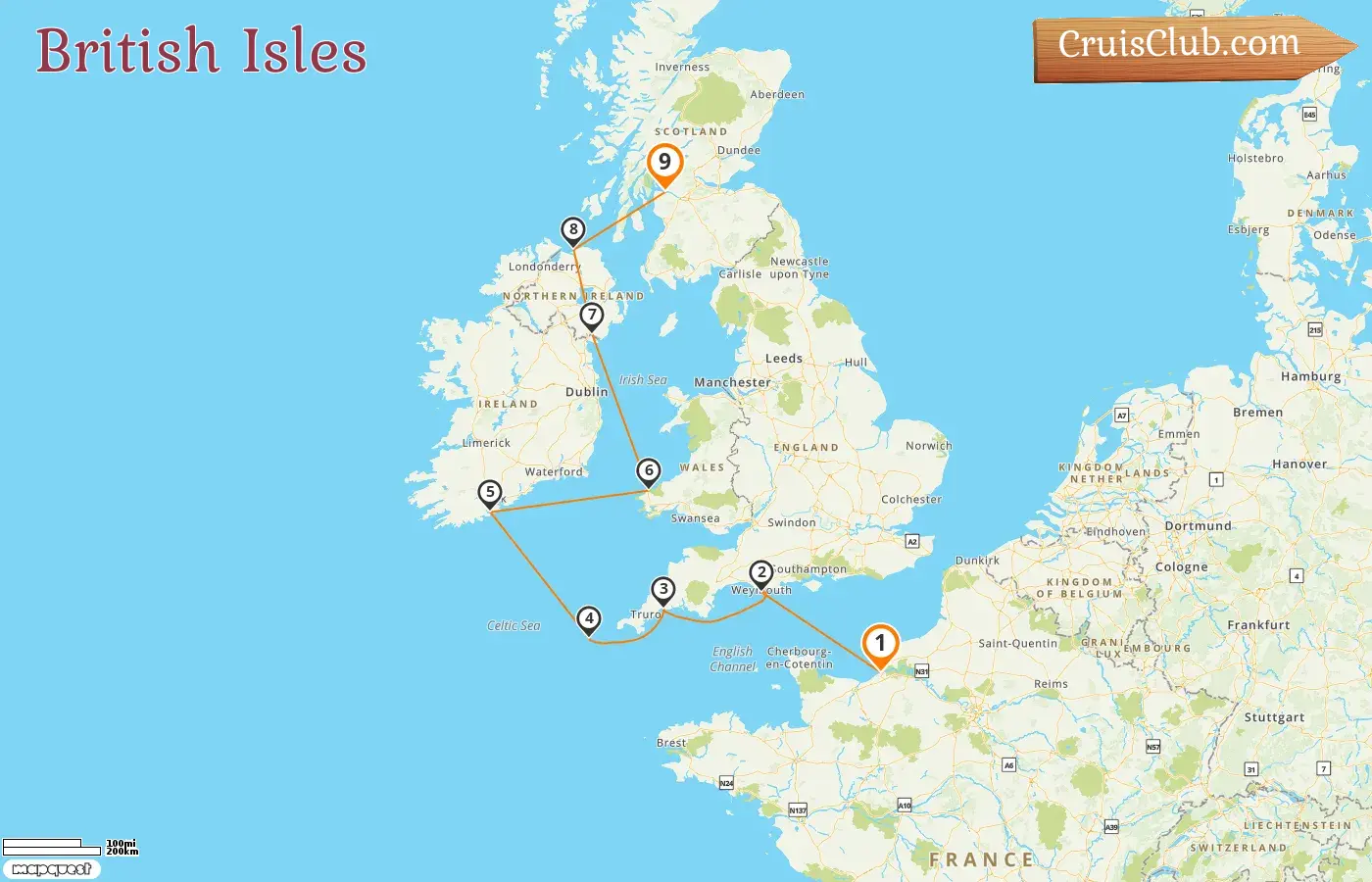 Cruise in the British Isles from Honfleur to Glasgow aboard L`Austral ship with visits to France and Ireland for 9 days