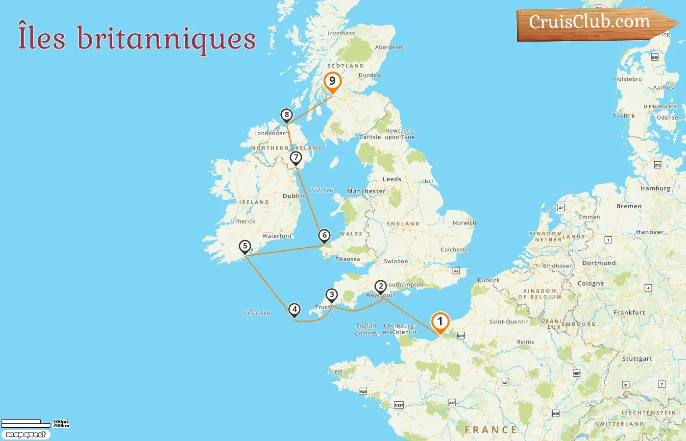 Croisière dans les îles britanniques de Honfleur à Glasgow à bord du navire L`Austral avec des visites en France et en Irlande pendant 9 jours