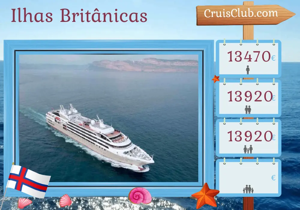 Cruzeiro nas Ilhas Britânicas a partir de Glasgow a bordo do navio Le Lyrial com visitas às Ilhas Faroe por 10 dias